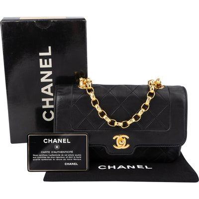 Chanel Quilted Lambskin 24K Gold Small Diana Single Flap Crossbody Bag