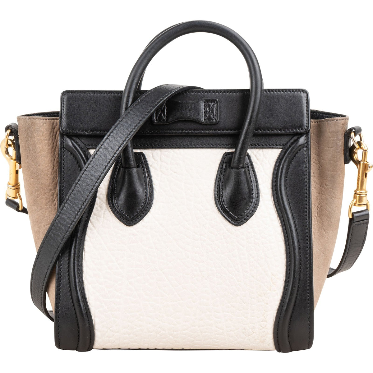 Céline Tricolor Grained Suede & Leather Nano Luggage Handbag