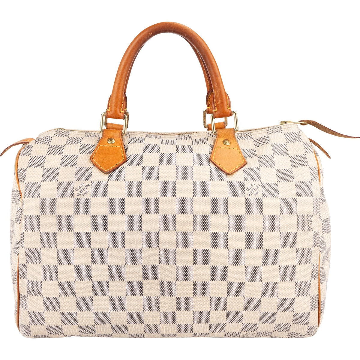 Louis Vuitton Damier Azur Canvas Speedy 30 aus Damier Azur Canvas und Vachetta-Leder – Vorderansicht