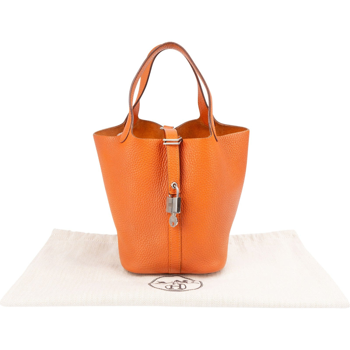 Hermès Potiron Orange Taurillon Clemence Picotin Lock 18 (PM) Handbag