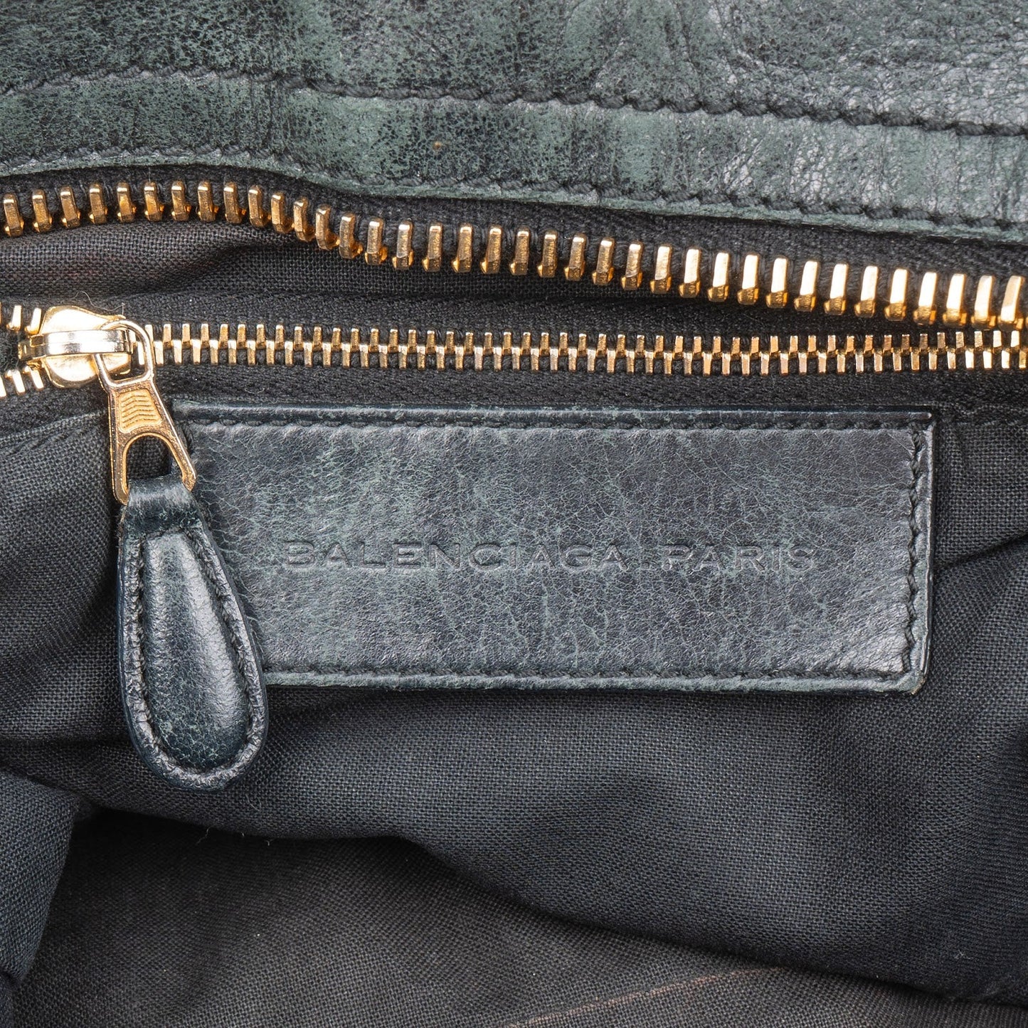 Balenciaga Dark Green Leather City Handbag