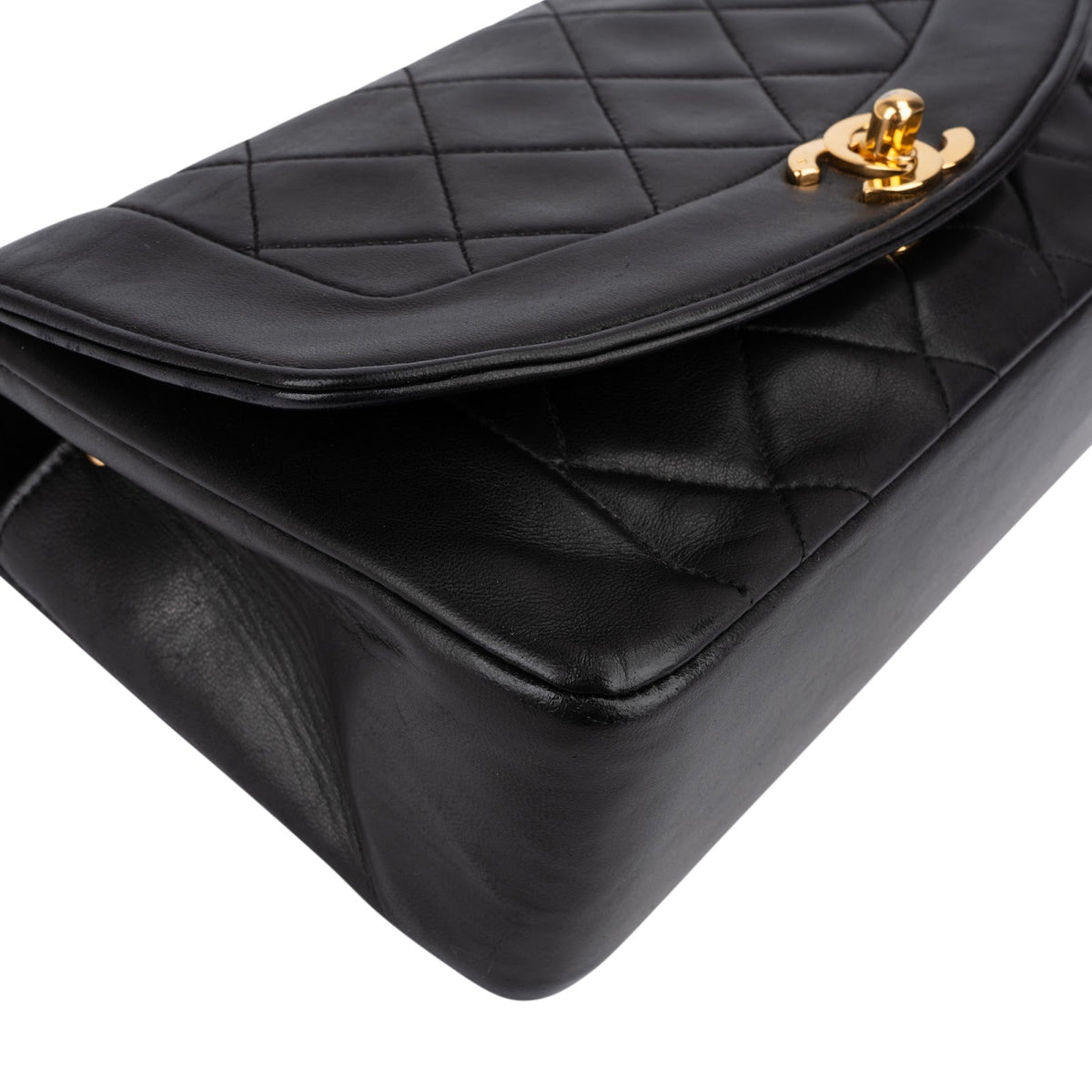 Chanel Quilted Lambskin 24K Gold Diana Single Flap Crossbody Bag