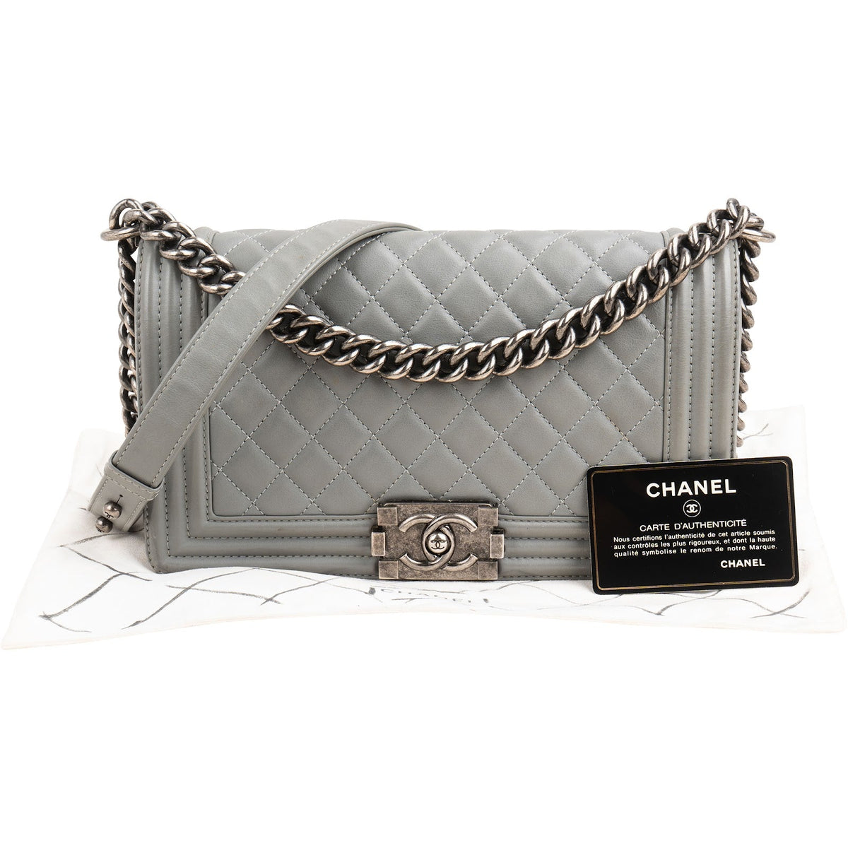 Chanel Quilted Lambskin Medium Boy Single Flap Crossbody Bag