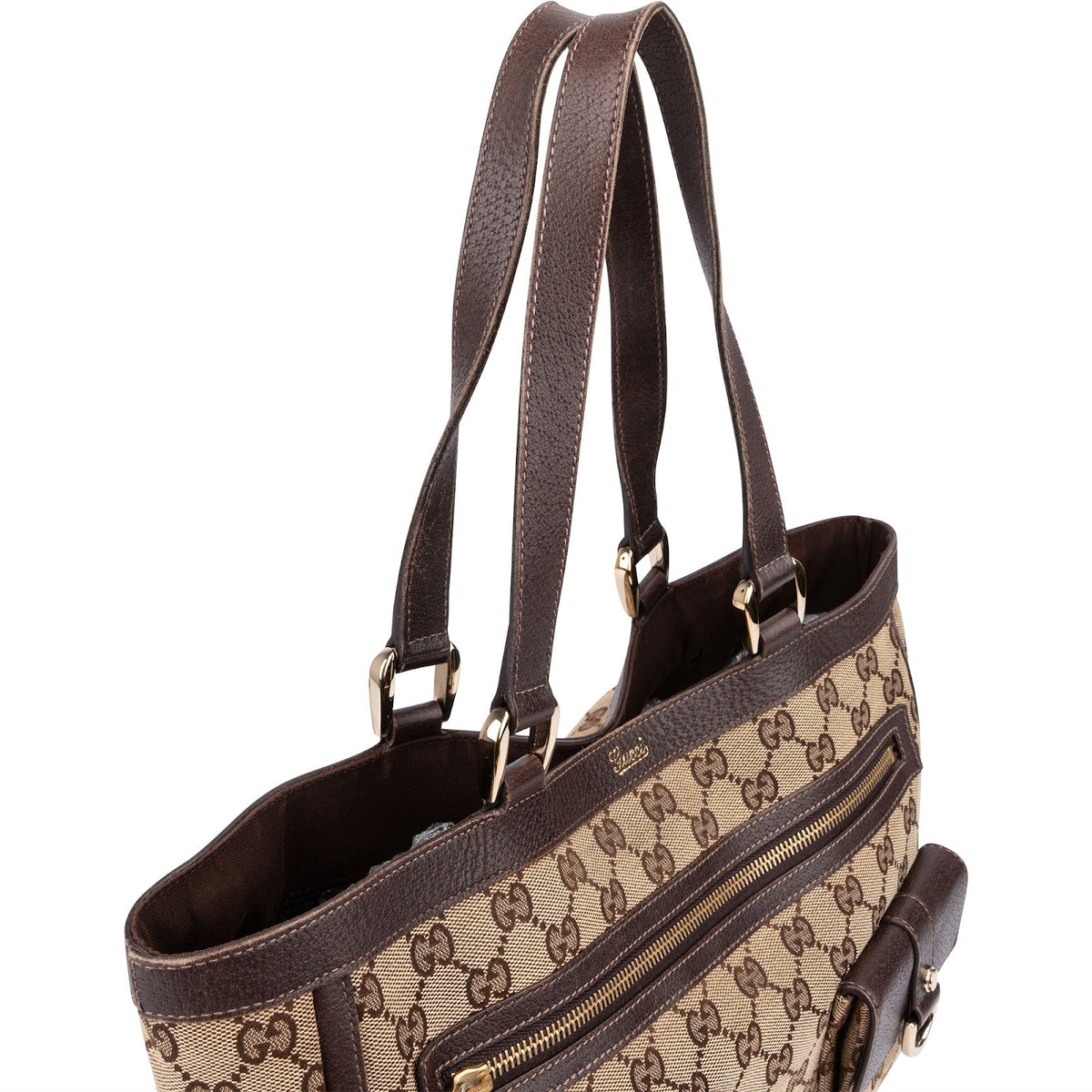 Gucci Monogram GG Abbey D-Ring Double Pocket Tote Shoulder Bag
