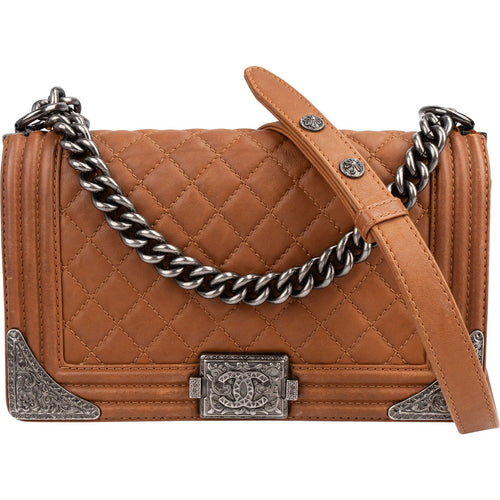 Chanel Quilted Calfskin Métiers-d’Art Dallas Engraved Hardware Boy Medium Crossbody Bag