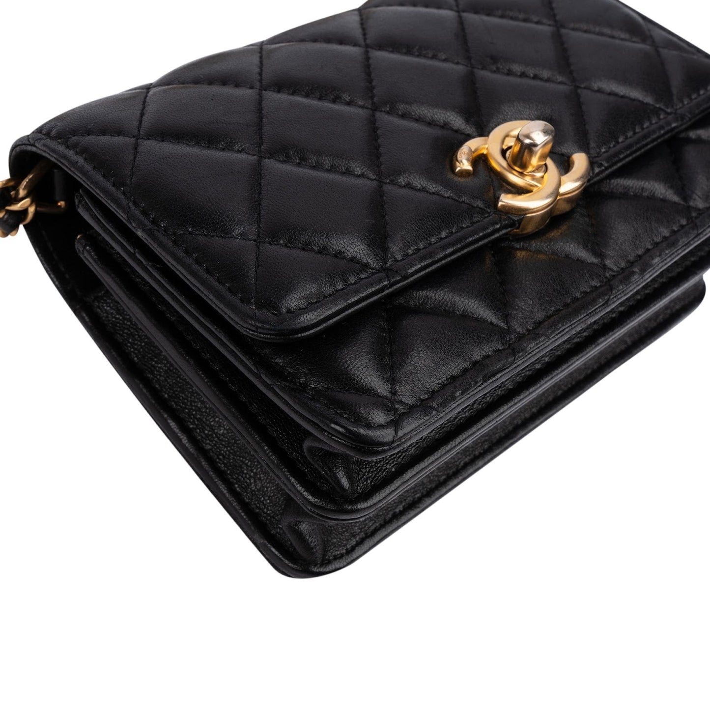 Chanel Quilted Lambskin Rectangular Wallet On Chain Crossbody Bag
