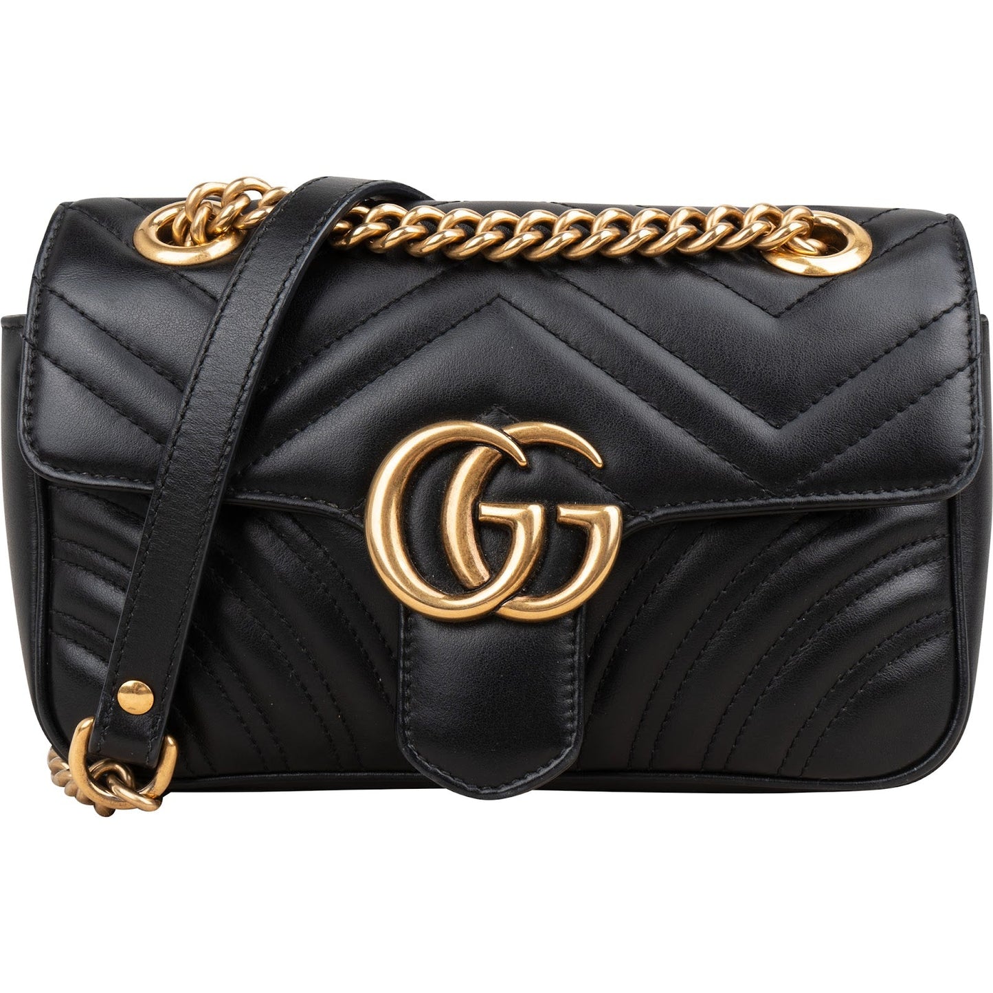 Gucci Red Leather GG Marmont Flap Crossbody Bag
