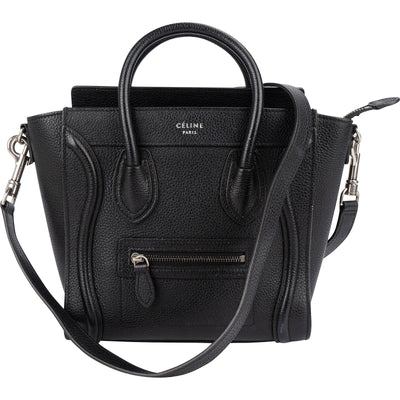 Celine Grained Leather Luggage Nano Crossbody Handbag