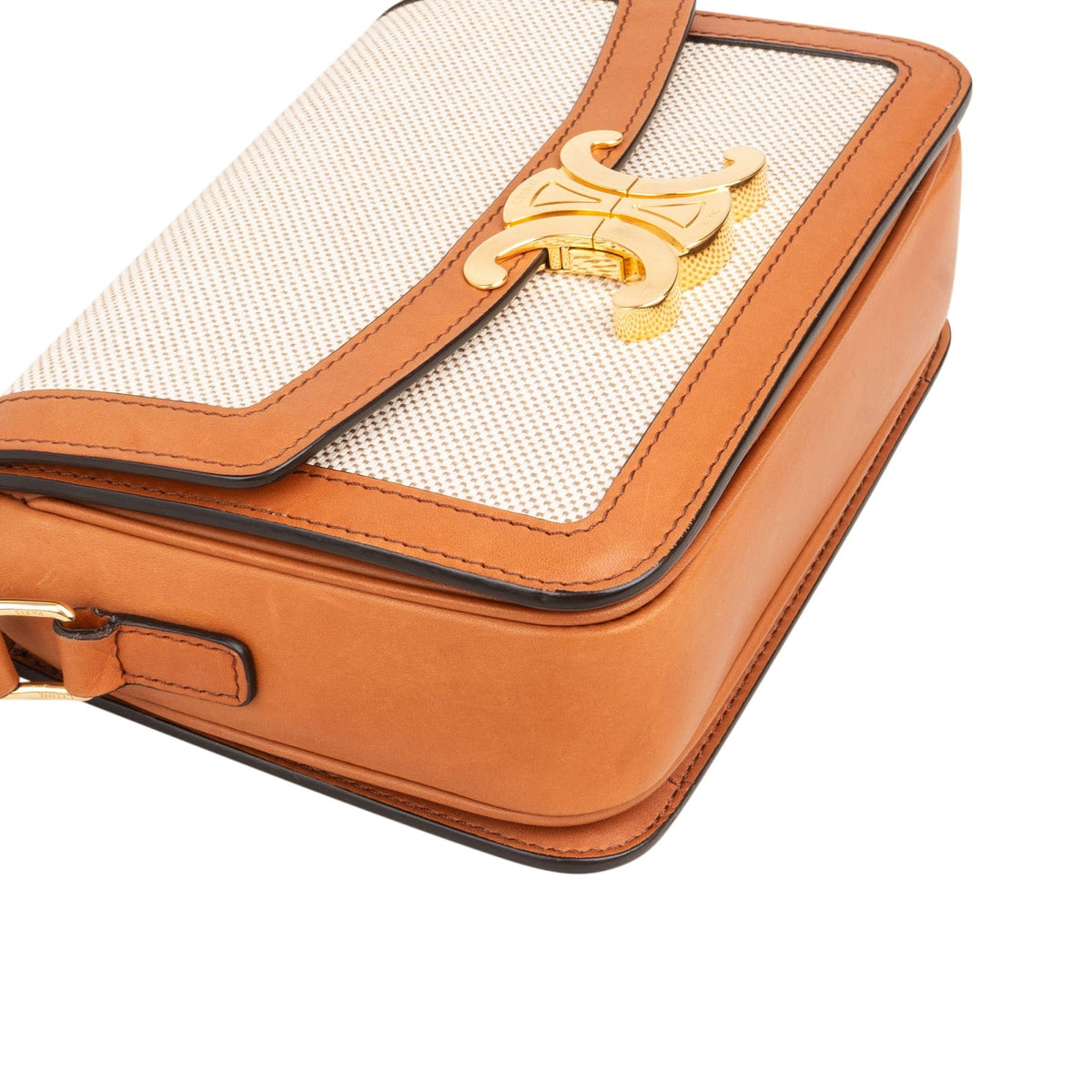 Celine Cotton & Calfskin Small Teen Triomphe Crossbody Bag