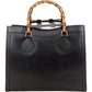 Gucci Black Leather Bamboo Handle Handbag