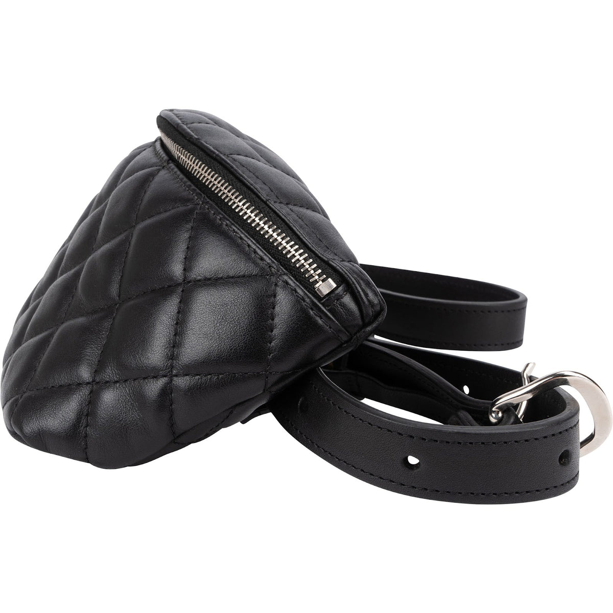 Chanel Uniform Belt Bag aus schwarzem gestepptem Lammleder – Ansicht 5