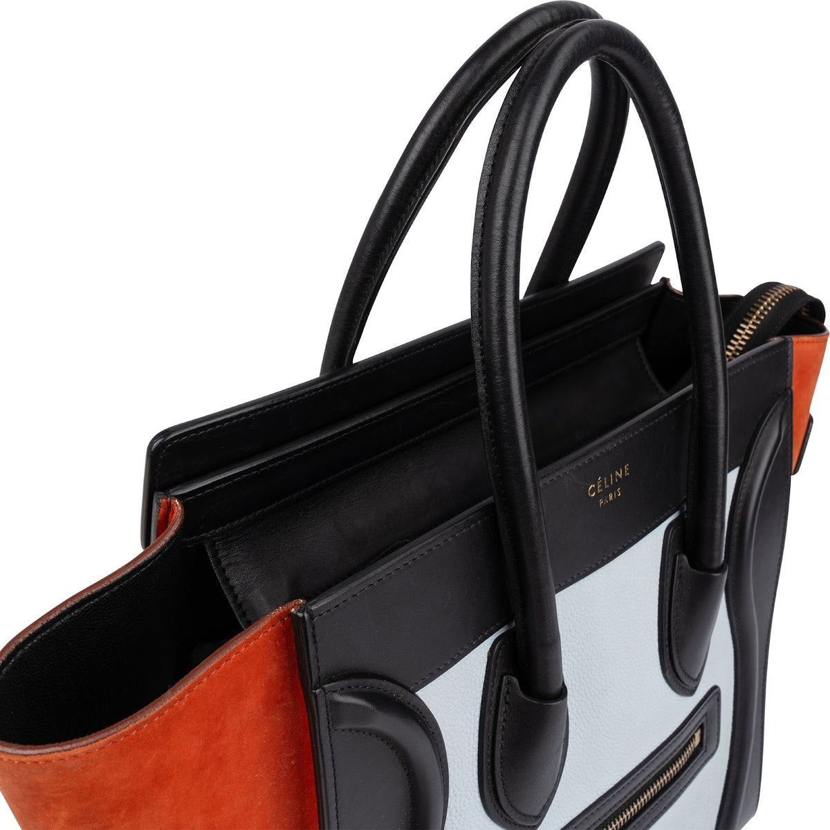 Celine Luggage Small aus dreifarbigem Wildleder und Leder – Ansicht 3