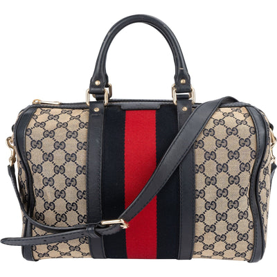 Gucci Monogram GG Canvas Web Boston Handbag