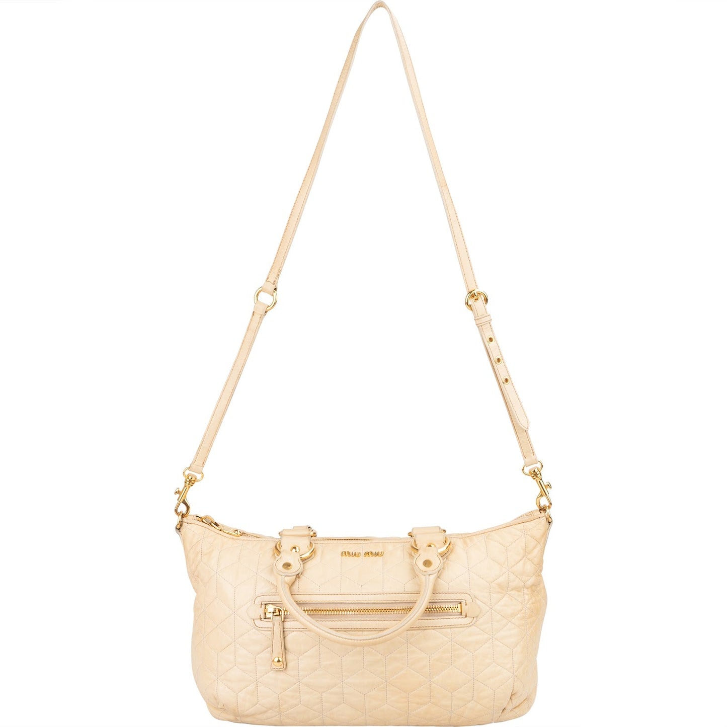 Miu Miu Quilted Leather Bowler Handbag
