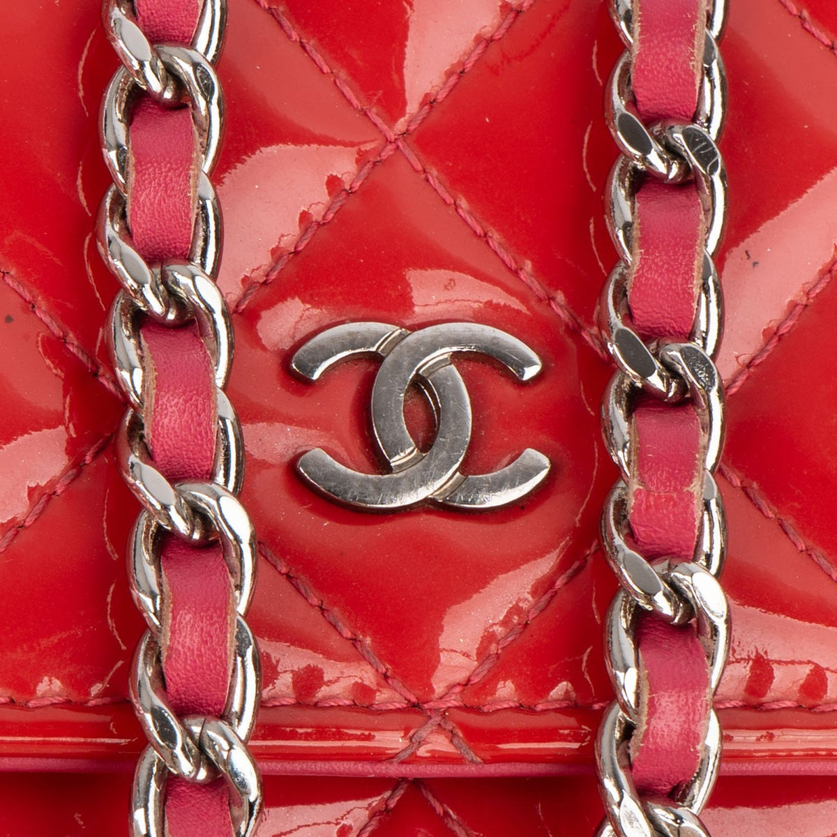 Chanel Quilted Patent Leather Wallet on Chain Crossbody Bag