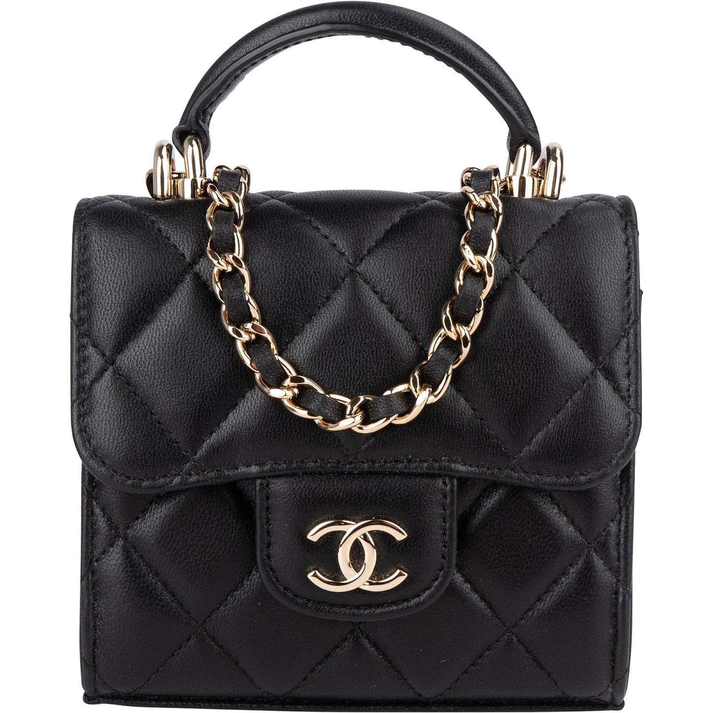 Chanel Quilted Lambskin Mini Single Flap with Top Handle Crossbody Bag