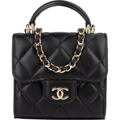 Chanel Quilted Lambskin Mini Single Flap with Top Handle Crossbody Bag