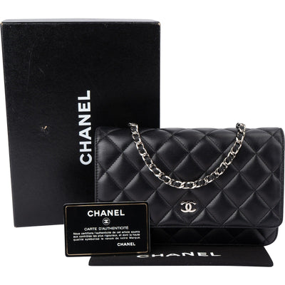 Chanel Quilted Caviar Leather Palladium Wallet On Chain Crossbody Bag
