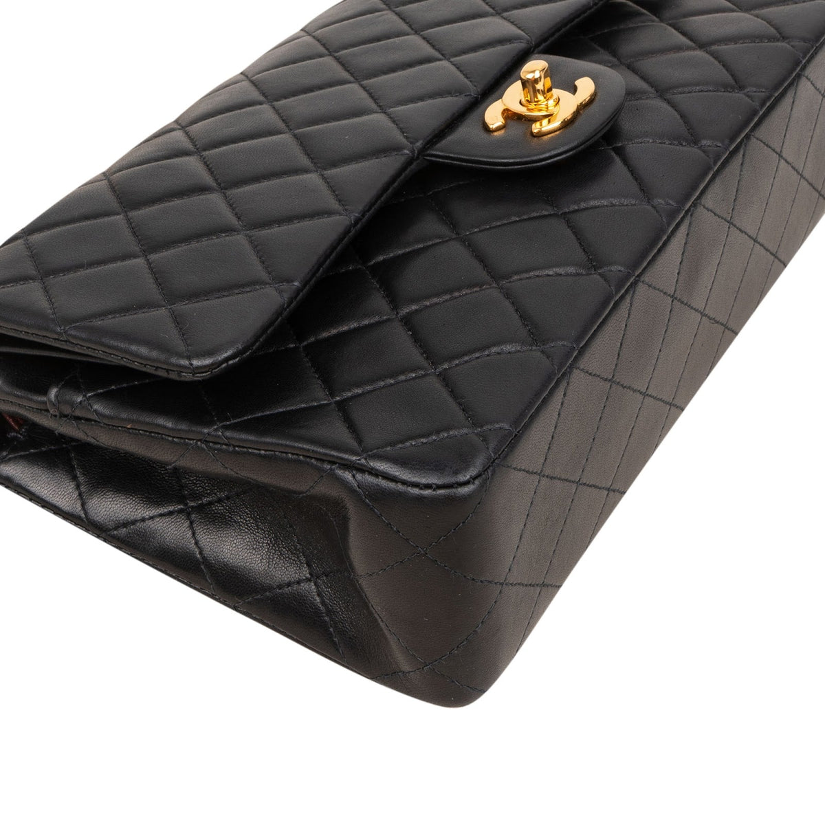Chanel Quilted Lambskin Medium 24K Gold Double Flap Shoulder Bag