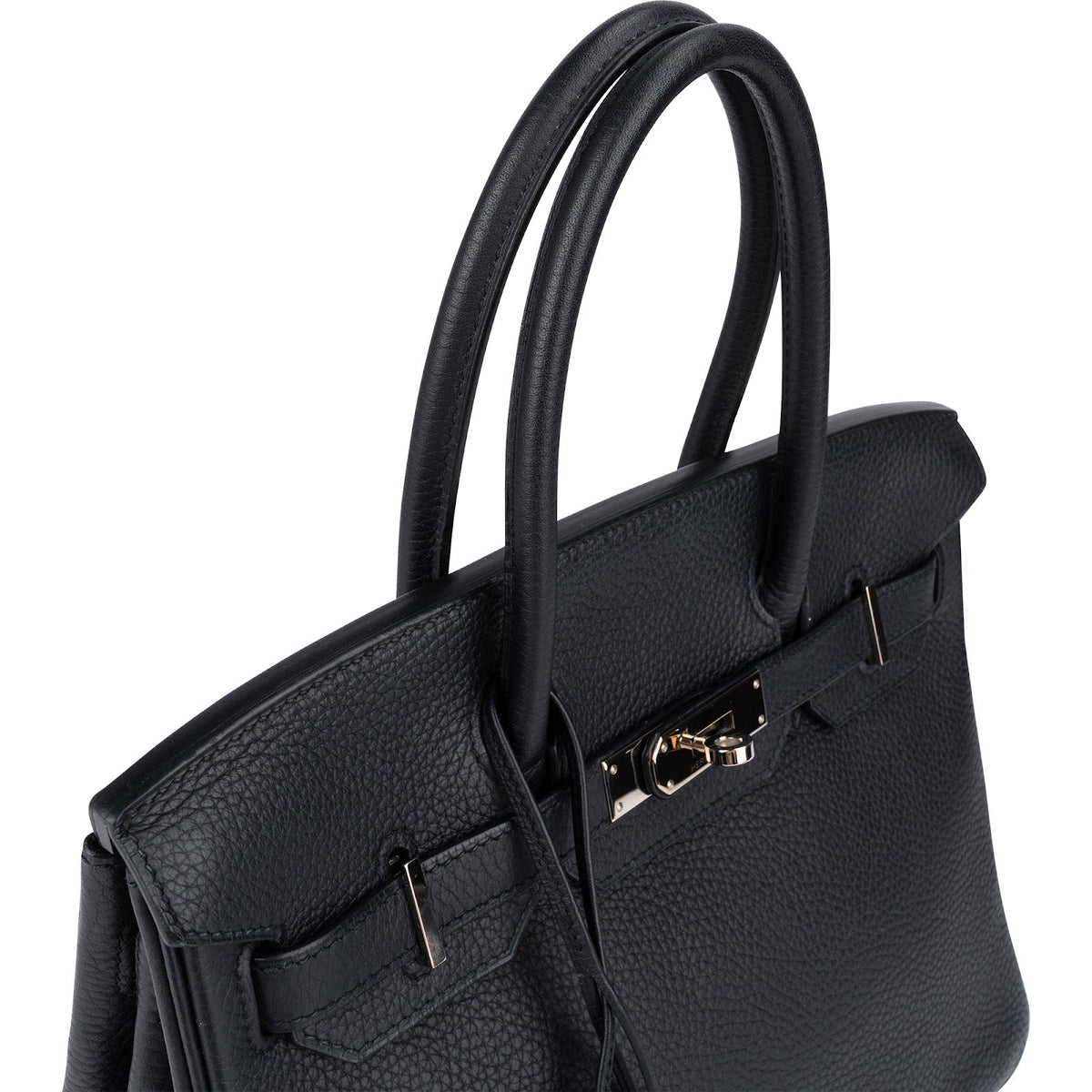 Hermès Blue Indigo Clemence Leather Palladium Birkin 30 Handbag
