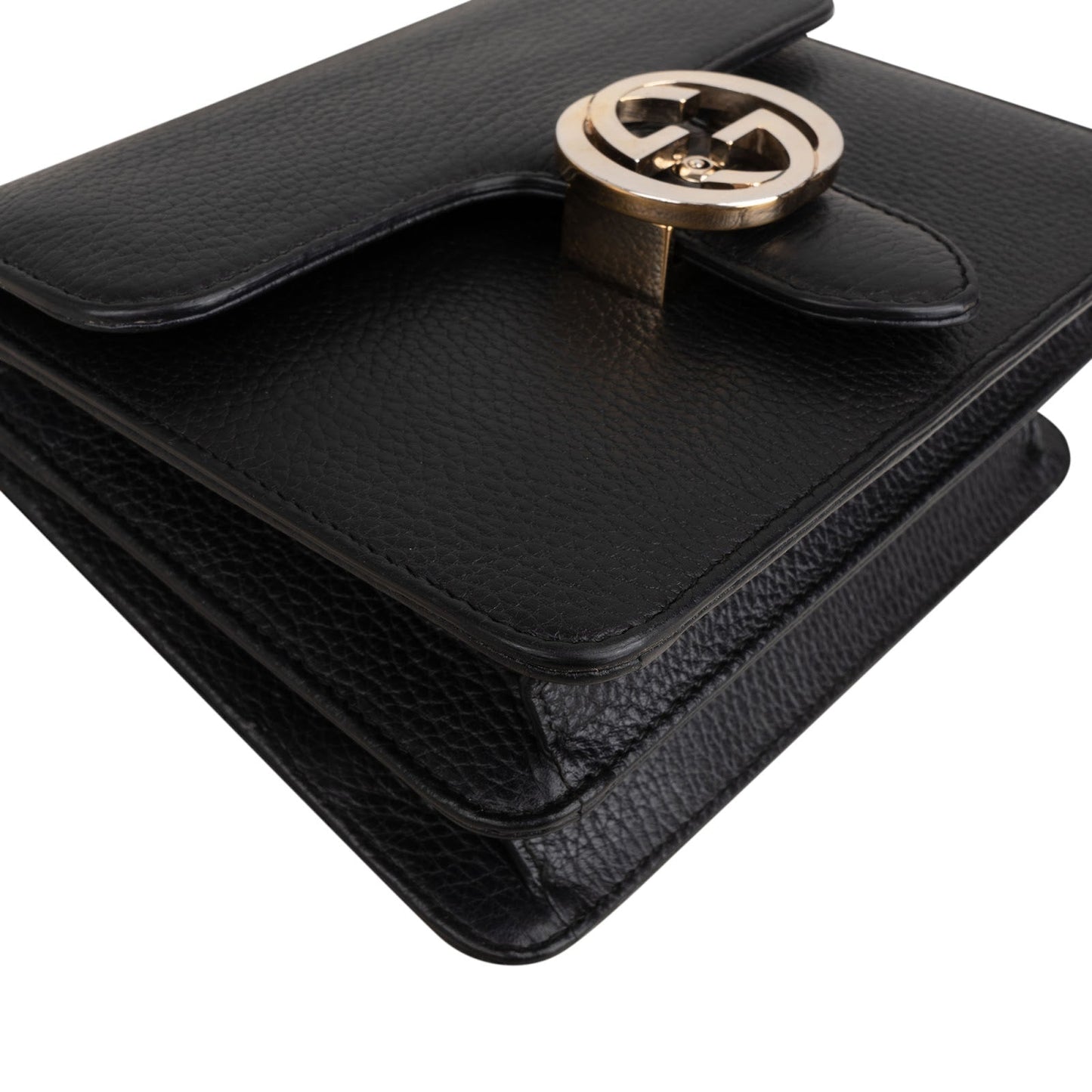 Gucci Black Leather Interlocking GG Crossbody Bag