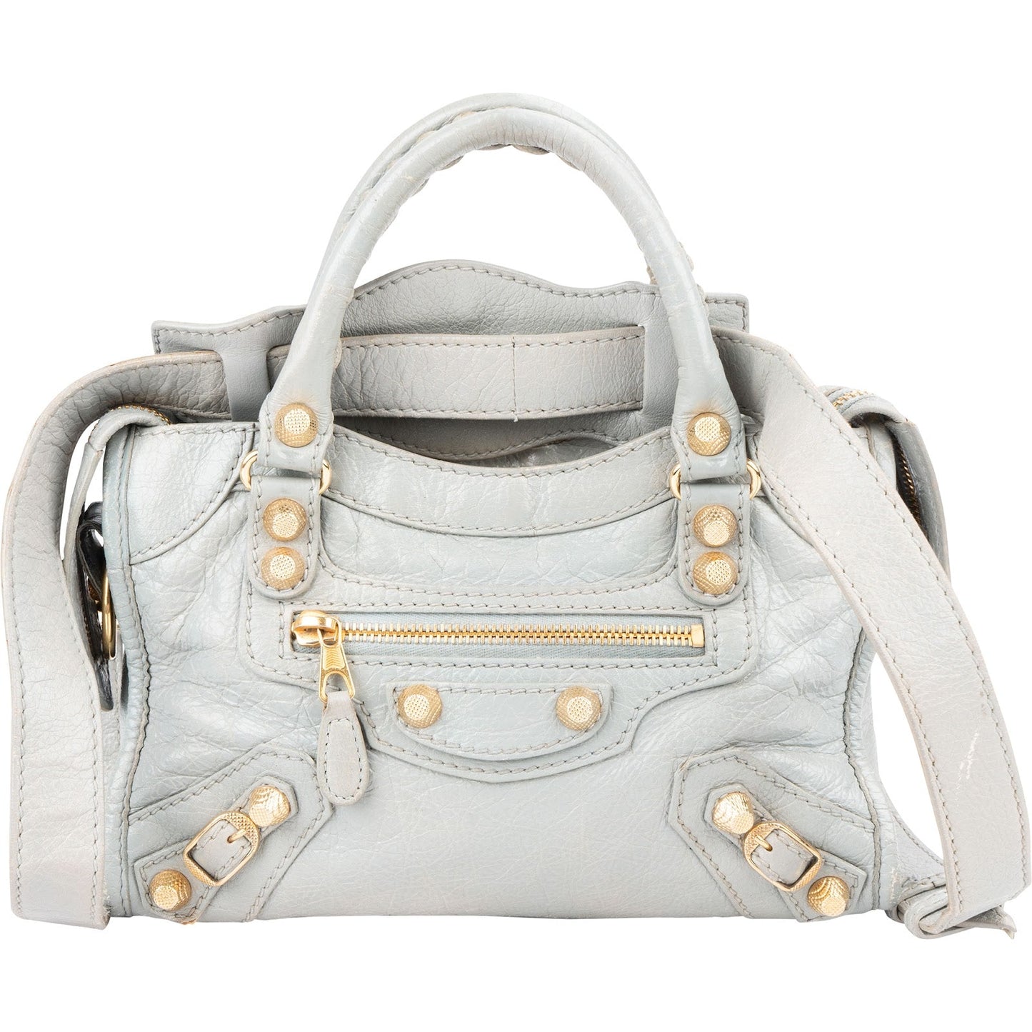 Balenciaga Blue Leather Mini City Handbag