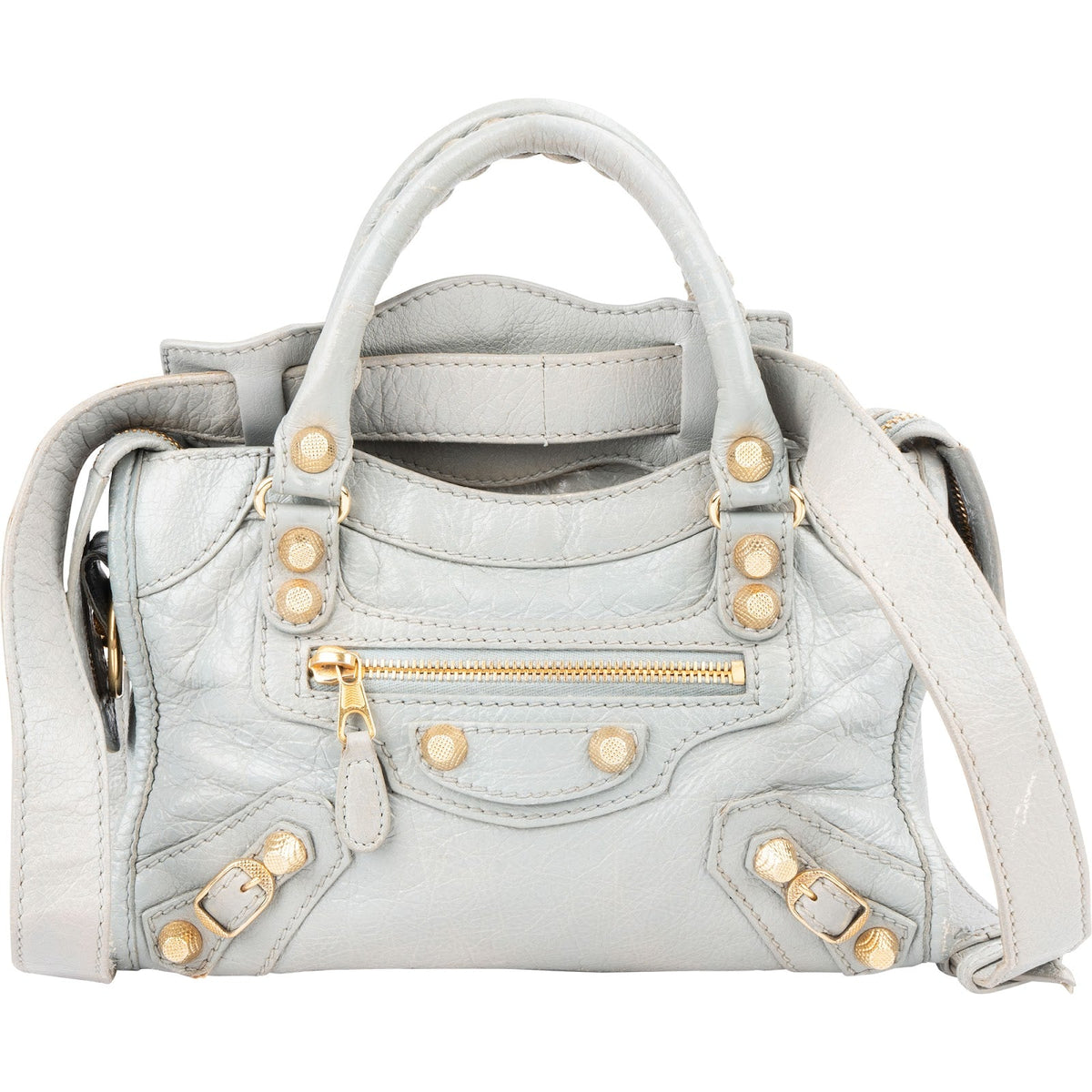 Balenciaga Blue Leather Mini City Handbag