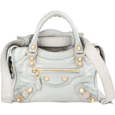Balenciaga Blue Leather Mini City Handbag