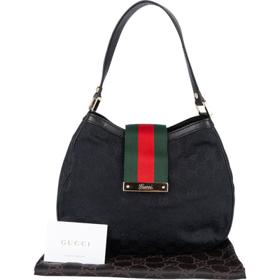 Gucci Monogram GG New Ladies Web Hobo Shoulder Bag