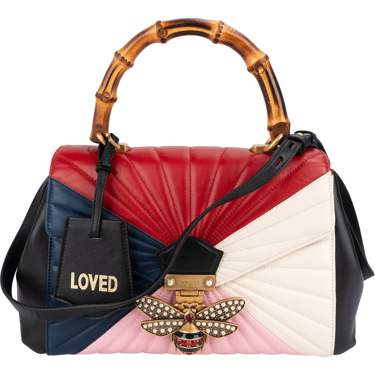 Gucci Queen Margaret Top Handle aus mehrfarbigem gestepptem Leder – Vorderansicht