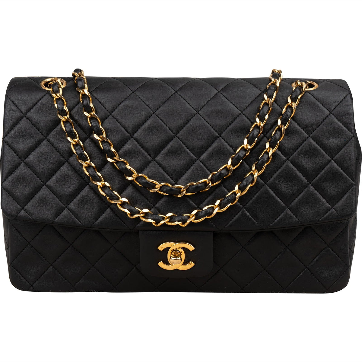 Chanel Quilted Lambskin 24K Gold Single Flap Shoulder Bag