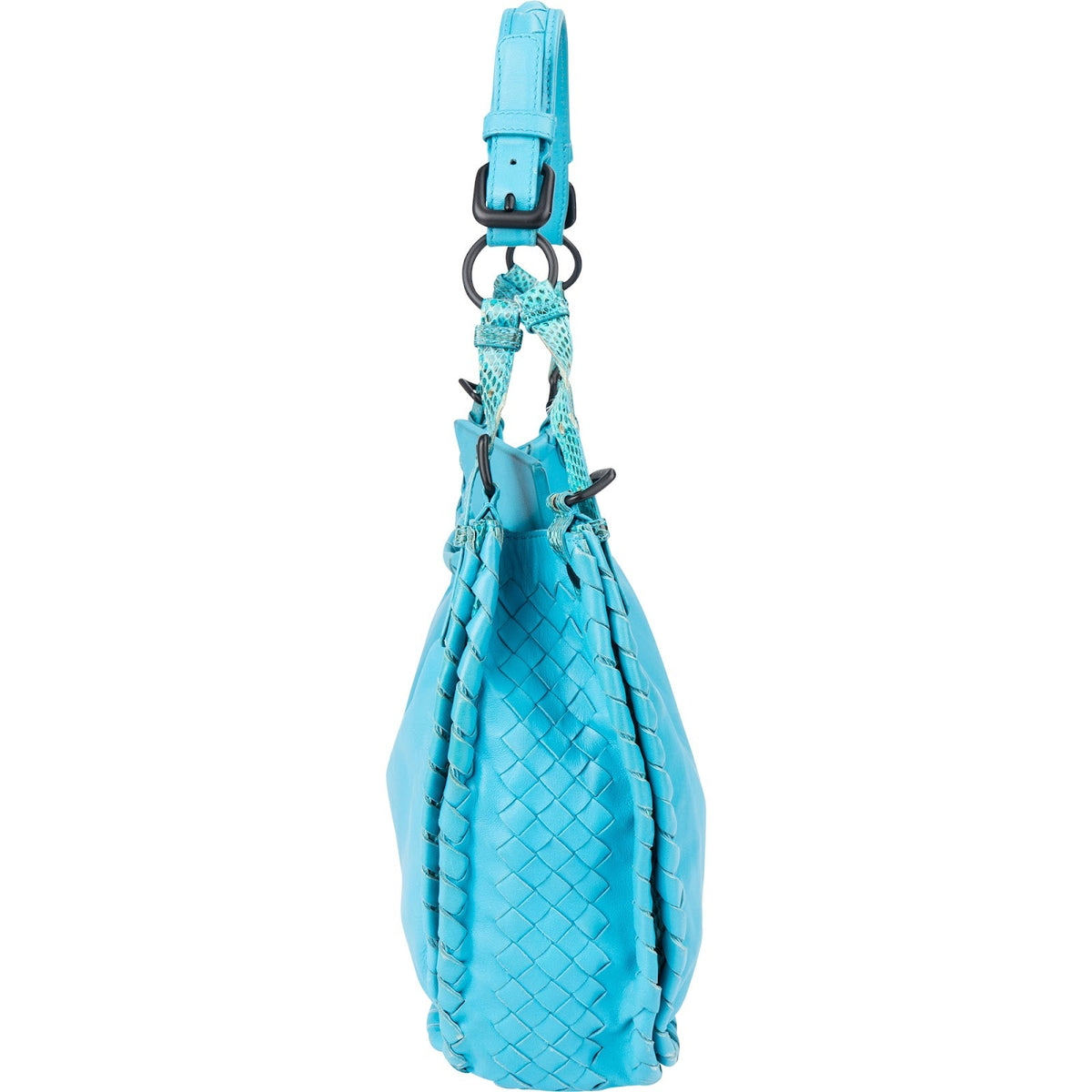 Bottega Veneta Blue Leather Snake Cervo Hobo Shoulder Bag