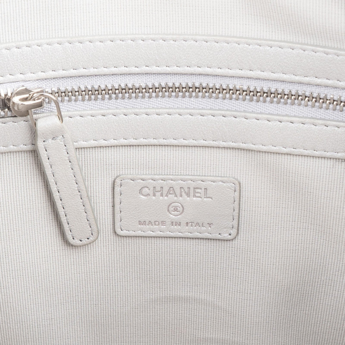 Chanel Quilted Metallic Glittered Caviar Leather CC Clutch