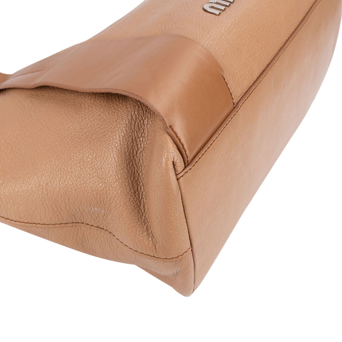 Miu Miu Vitello Madras Brown Leather Tote Shoulder Bag