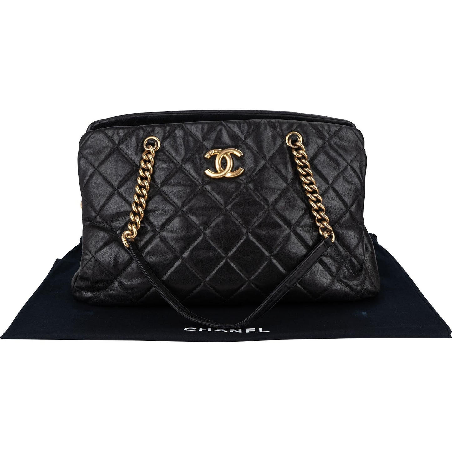 Chanel Quilted Lambskin CC Crown Tote Shoulder Bag