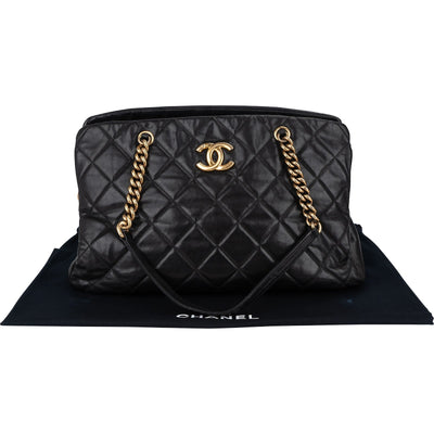 Chanel Quilted Lambskin CC Crown Tote Shoulder Bag