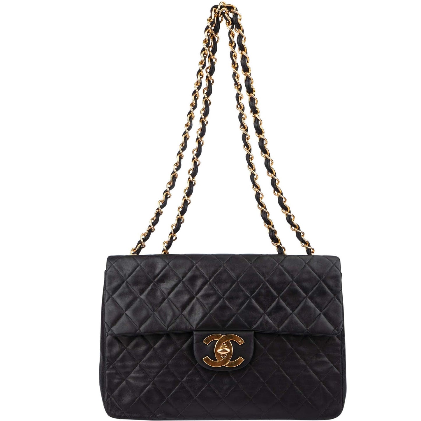Chanel Quilted Lambskin 24K Gold Maxi Single Flap Crossbody Bag