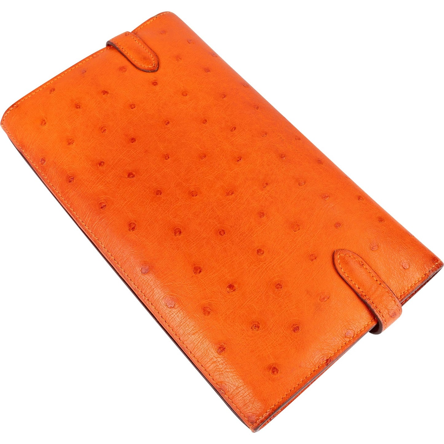 Hermès Orange Ostrich Leather Kelly Wallet