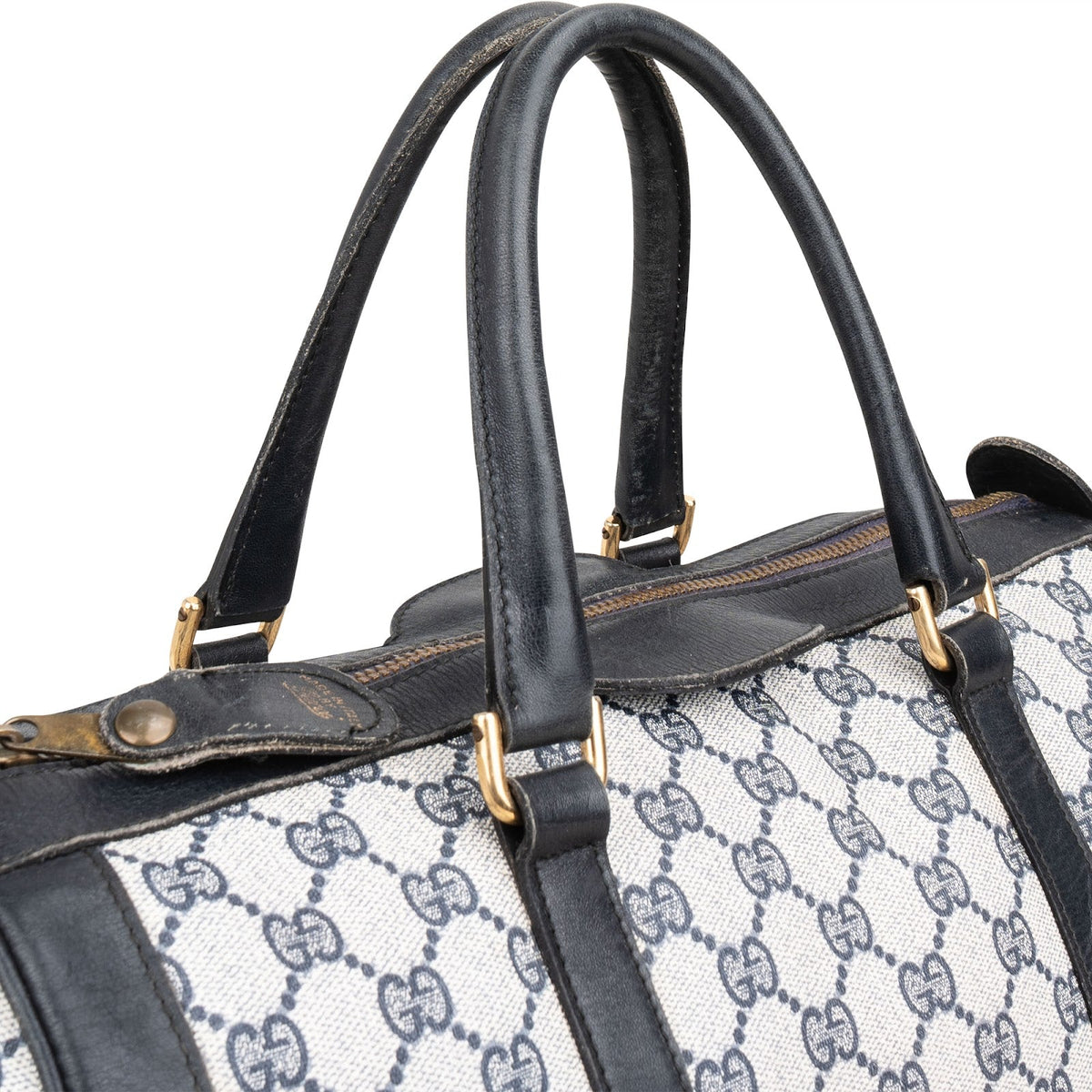 Gucci Navy Monogram GG Plus Coated Canvas Boston Handbag