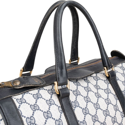 Gucci Navy Monogram GG Plus Coated Canvas Boston Handbag
