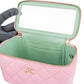 Chanel Pink Green Bicolor Quilted Lambskin Top Handle Vanity Case Crossbody Handbag