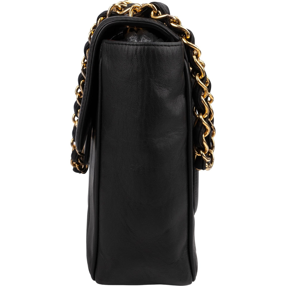 Chanel Vertical Quilted Lambskin 24K Gold Jumbo Single Flap Crossbody Bag