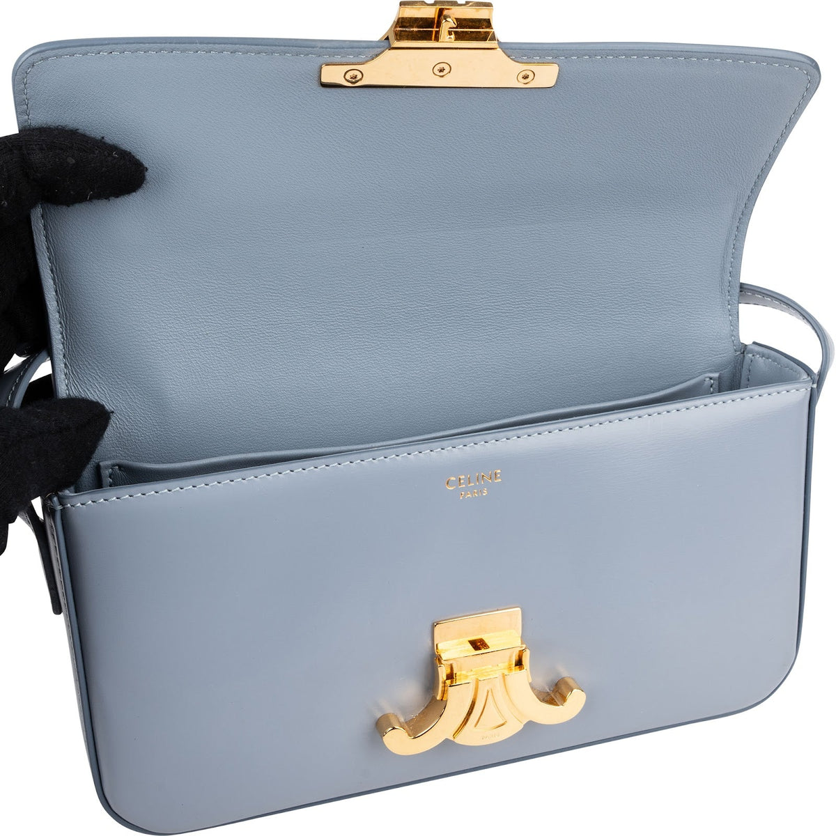 Celine Shiny Calfskin Teen Triomphe Shoulder Bag