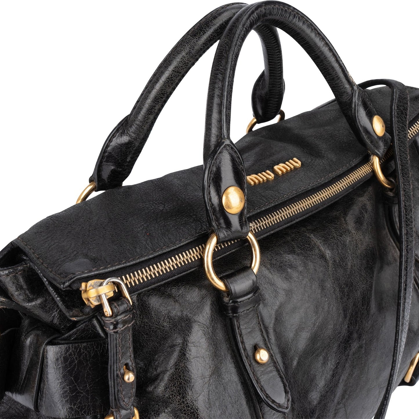 Miu Miu Vitello Lux Leather City Handbag