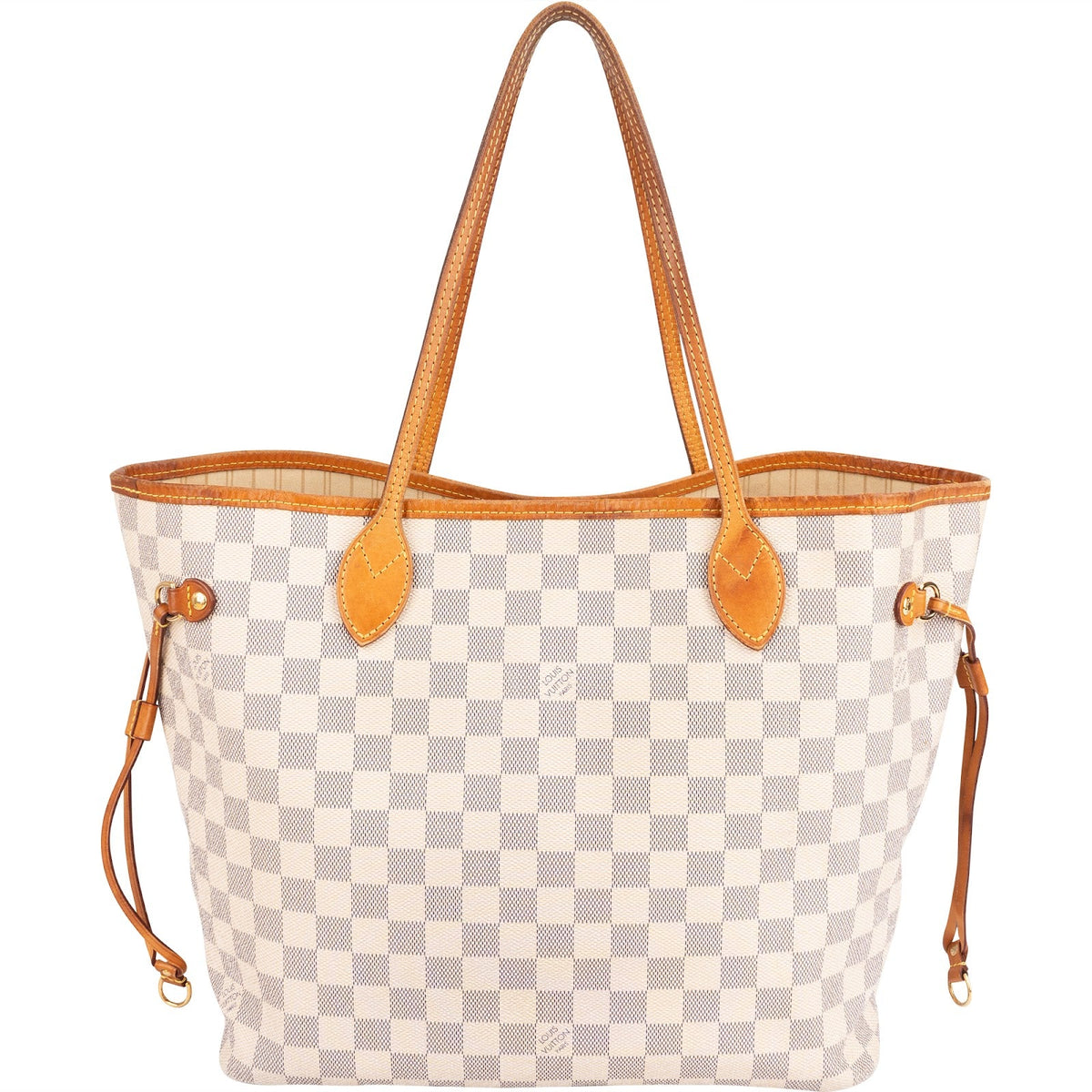 Louis Vuitton Damier Azur Canvas Neverfull MM aus Damier Azur Canvas und Vachetta-Leder – Vorderansicht