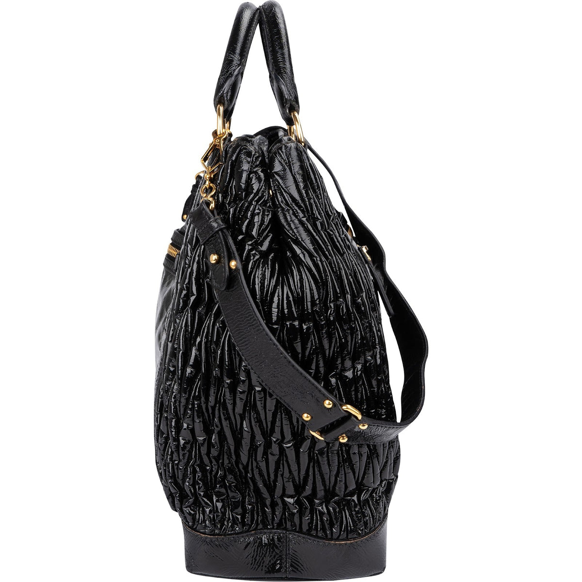 Miu Miu Quilted Vitello Shine Large Bowler Handbag
