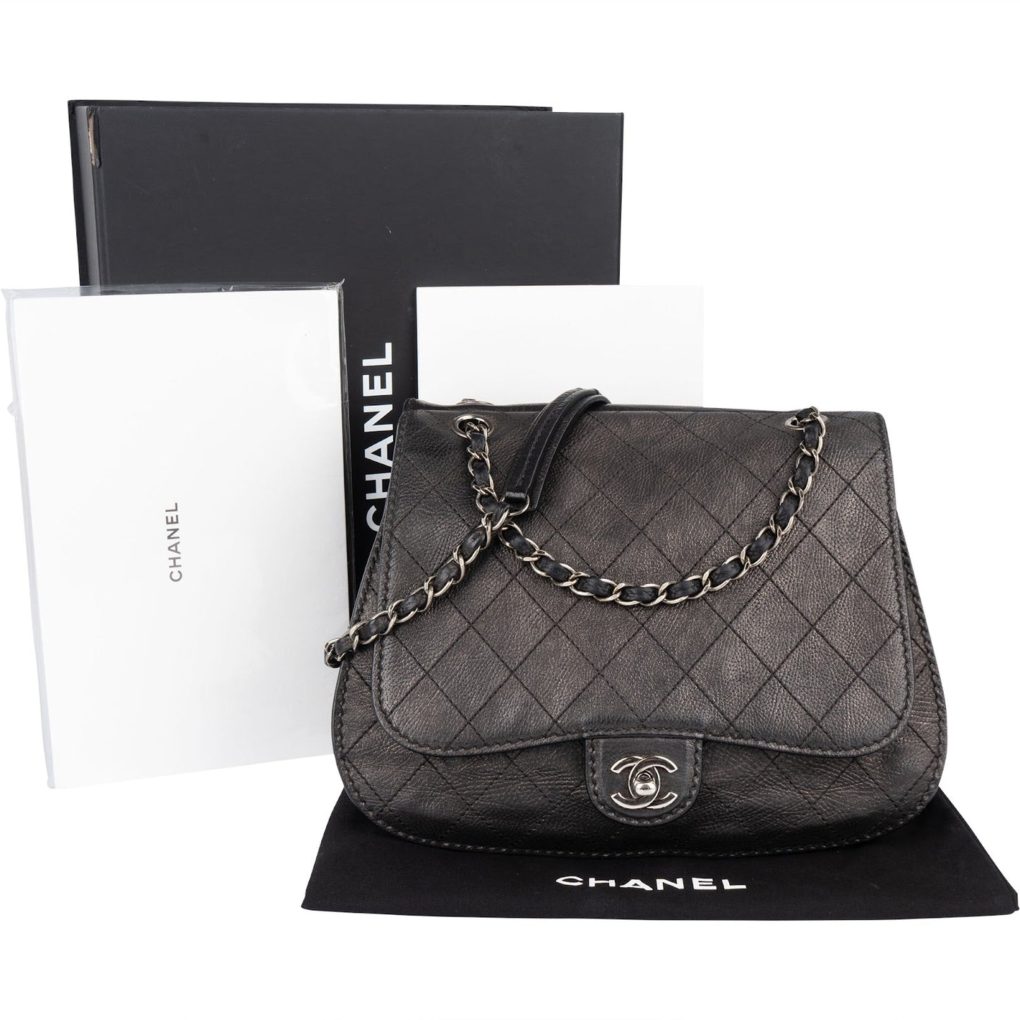Chanel Quilted Leather Half Moon Single Flap Crossbody Bag