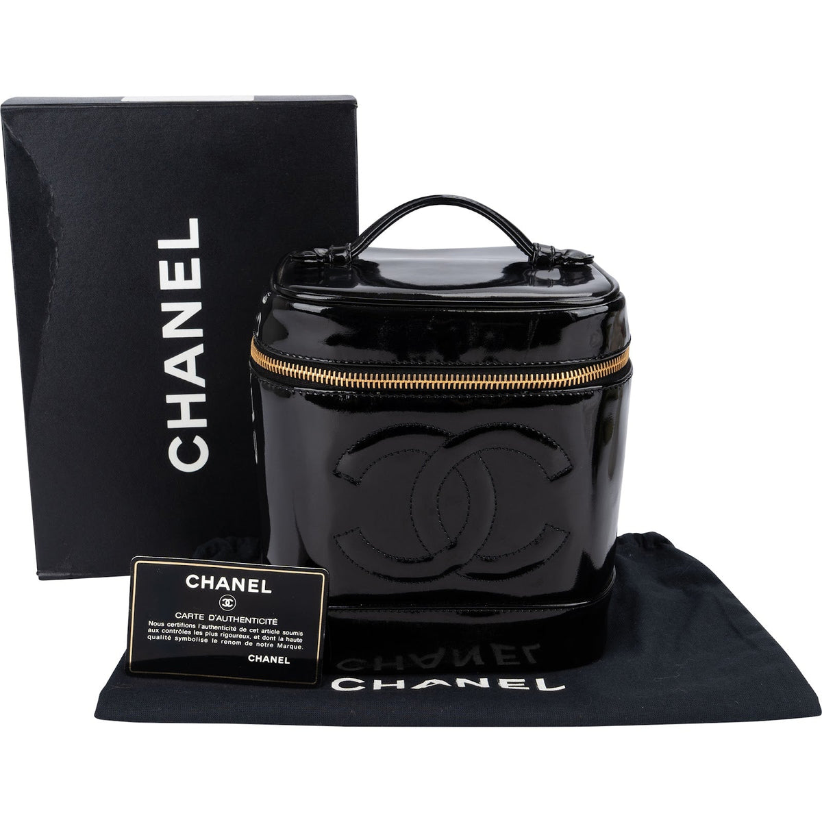 Chanel Patent Leather CC Vanity Case Handbag