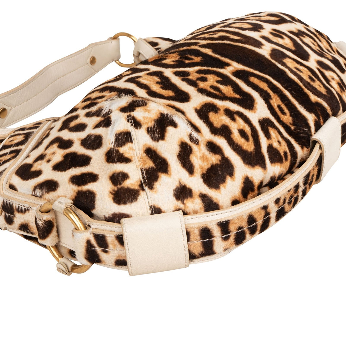 Yves Sant Laurent Pony Hair Leopard Print Hobo Shoulder Bag