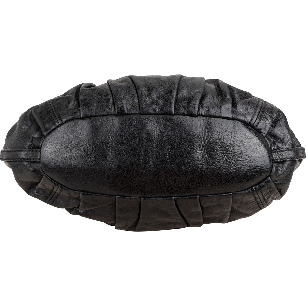 Miu Miu Vitello Lux Leather Pleated Hobo Handbag